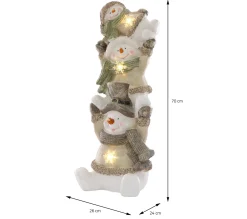 Best Sale ECD GERMANY Figure De Bonhomme De Neige Led Illuminee Décoration Trio De Noël 70 Cm Interieur