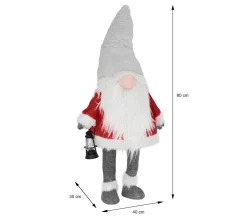 Discount ECD GERMANY Gnome De Noël Ornement Poupee Lanterne Led A Piles Figurine D'Elfe Rouge 80 Cm