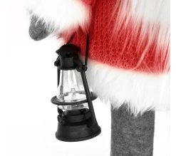 Discount ECD GERMANY Gnome De Noël Ornement Poupee Lanterne Led A Piles Figurine D'Elfe Rouge 80 Cm