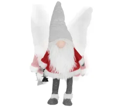 Discount ECD GERMANY Gnome De Noël Ornement Poupee Lanterne Led A Piles Figurine D'Elfe Rouge 80 Cm