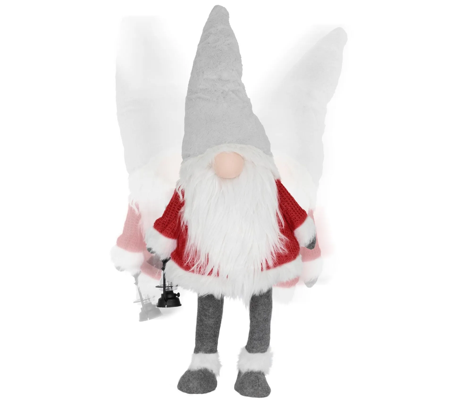 Discount ECD GERMANY Gnome De Noël Ornement Poupee Lanterne Led A Piles Figurine D'Elfe Rouge 80 Cm