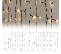 ECD GERMANY Guirlande Et Boule De Sapin^ Rideau Pendant Lumineux De Noël 400 Led Blanc Chaud Ip44 3M Interieur/Exterieur
