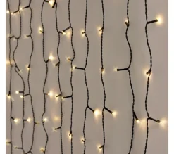 ECD GERMANY Guirlande Et Boule De Sapin^ Rideau Pendant Lumineux De Noël 200 Led Blanc Chaud Ip44 2M Interieur/Exterieur