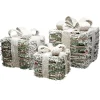 Online ECD GERMANY Set De 3 Boites Cadeaux Led En Rotin Avec Minuterie Décoration De Noël Neigeux