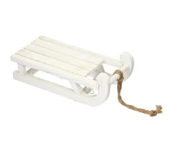 Sale ECD GERMANY Traineau Décoratif Avec Guirlande 25 Led Décoration De Noël Bois Blanc 31,5 Cm