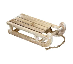 Online ECD GERMANY Traineau Décoratif Avec 25 Led Décoration De Noël En Bois Naturel Marron 31,5 Cm