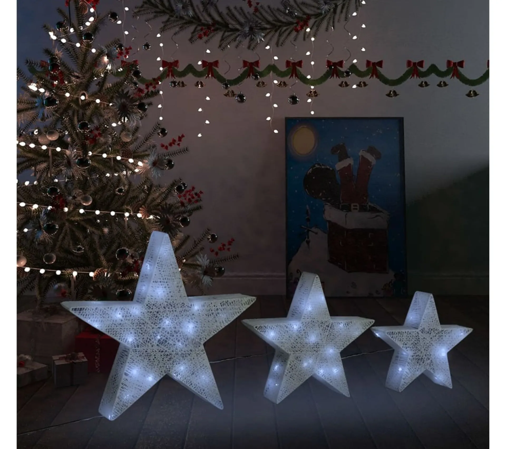 Cheap * Etoile De Décoration De Noël 3Pcs Blanc Led Exterieur Interieur