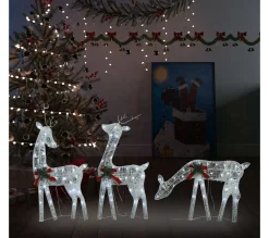 Hot * Famille De Rennes De Noël 270X7X90 Cm Blanc Blanc Froid Maille