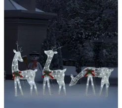 Hot * Famille De Rennes De Noël 270X7X90 Cm Blanc Blanc Froid Maille