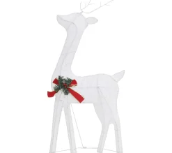 Hot * Famille De Rennes De Noël 270X7X90 Cm Blanc Blanc Froid Maille