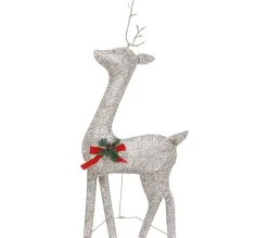 Sale * Famille De Rennes De Noël 270X7X90 Cm Dore Blanc Chaud Maille
