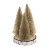 Discount FEERIC LIGHTS AND CHRISTMAS Déco De Table 3 Sapins Dores Et Pailletes Sur Rondin D 15 X H 20 Cm