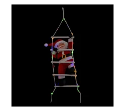 Fashion FEERIC LIGHTS AND CHRISTMAS Pere Noël Grimpeur Sur Echelle Lumineuse A Led Couleurs Changeantes H 70 Cm
