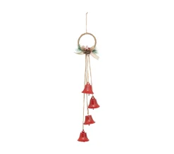 Store FEERIC LIGHTS AND CHRISTMAS Déco De Noël A Suspendre 4 Cloches En Metal Rouge H 55 Cm