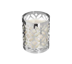 Outlet FEERIC LIGHTS AND CHRISTMAS Bougie Parfumee Pot En Verre Et Metal Ajoure H 10 Cm