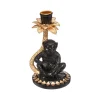 Store FEERIC LIGHTS AND CHRISTMAS Bougeoir Photophore En Metal Singe Noir En Resine H 19 Cm
