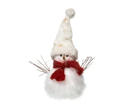 Best Sale FEERIC LIGHTS AND CHRISTMAS Déco De Noël Bonhomme De Neige En Fourrure Blanche Avec Bonnet H 23 Cm