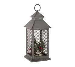 Shop FEERIC LIGHTS AND CHRISTMAS Décoration De Noël Lumineuse Lanterne Grillagee Avec 3 Bougies 3 Led H 31 Cm