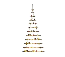 Clearance FEERIC LIGHTS AND CHRISTMAS Sapin De Noël A Suspendre Lumineux A Led Avec Déco Rouge Et Verte H 120 Cm