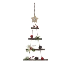 Clearance FEERIC LIGHTS AND CHRISTMAS Sapin De Noël A Suspendre Lumineux A Led Avec Déco Rouge Et Verte H 120 Cm