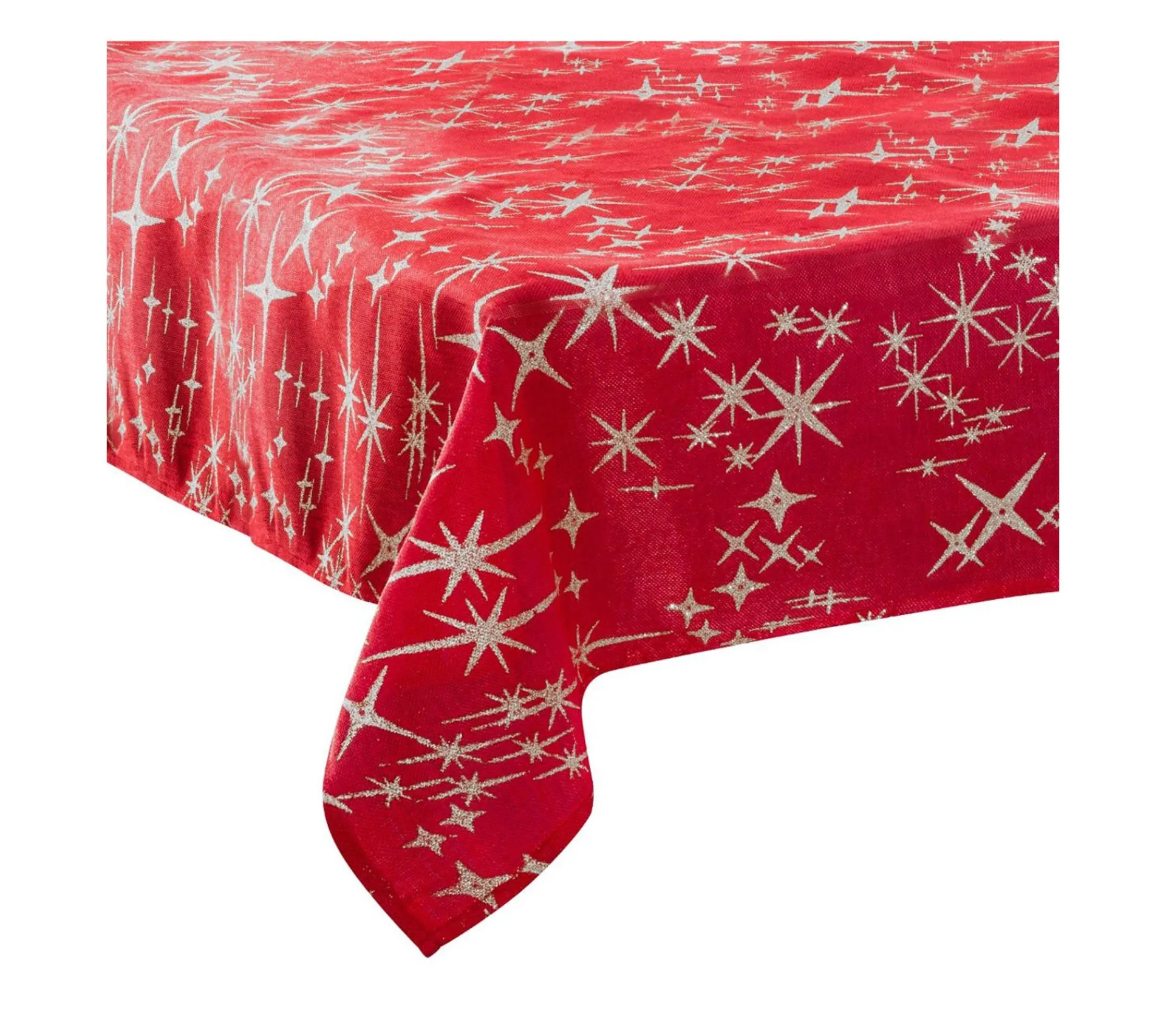 Clearance FEERIC LIGHTS AND CHRISTMAS Nappe Canevas Rouge Et Etoiles Pailletees 140 X 360 Cm