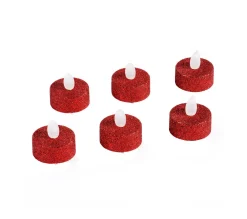 Best Sale FEERIC LIGHTS AND CHRISTMAS Lot De 6 Bougies Lumineuses A Led Rouge Paillete D 4 Cm