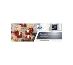 Best Sale FEERIC LIGHTS AND CHRISTMAS Lot De 6 Bougies Lumineuses A Led Rouge Paillete D 4 Cm