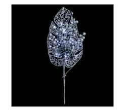Best FEERIC LIGHTS AND CHRISTMAS Branche Décorative Pailletee Et Lumineuse 20 Led Blanc Lumiere Fixe H 39 Cm
