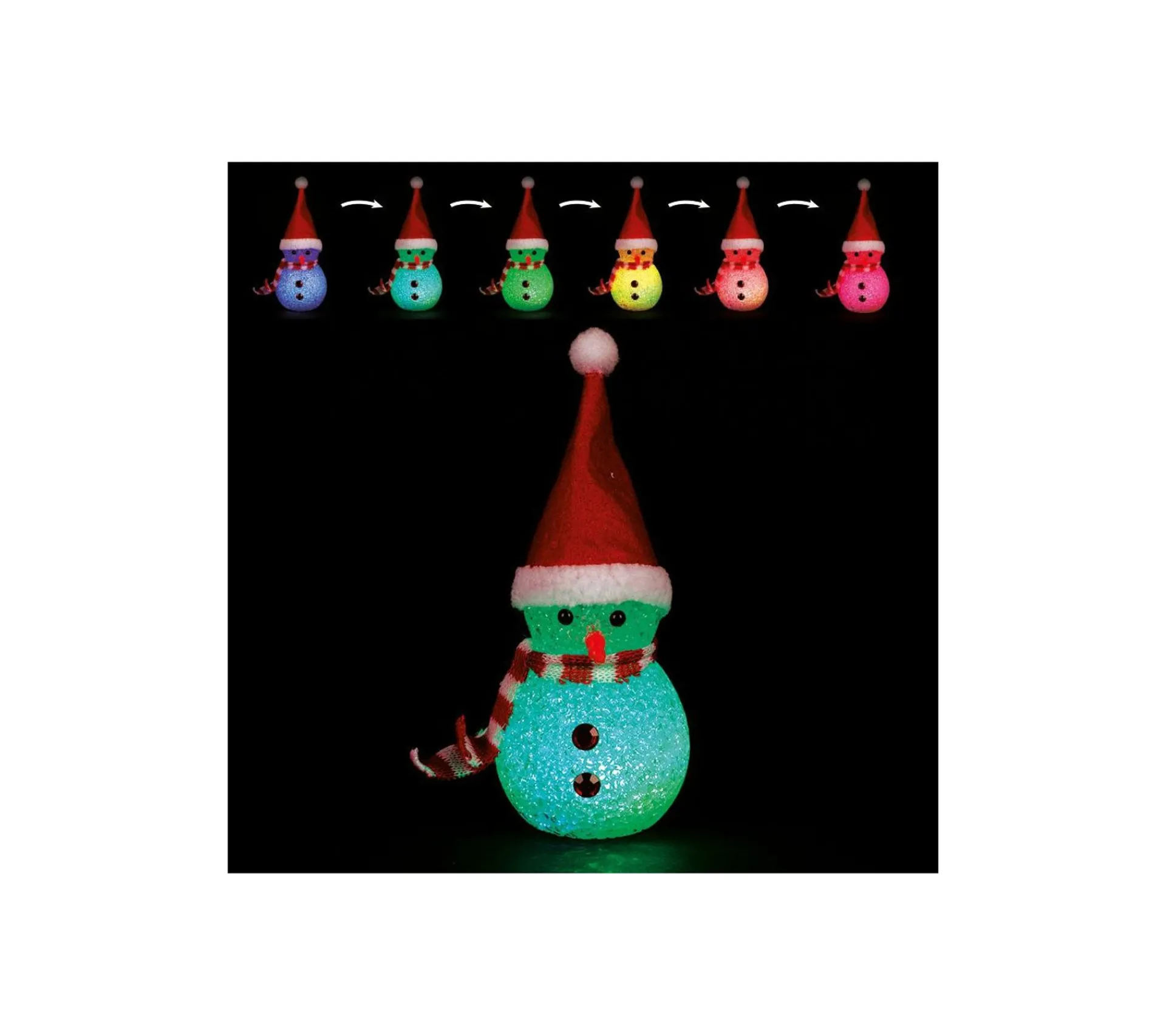 Outlet FEERIC LIGHTS AND CHRISTMAS Décoration De Noël Lumineuse Bonhomme De Neige Led A Variation De Couleur H 12 Cm