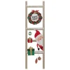 Discount FEERIC LIGHTS AND CHRISTMAS Pancarte Echelle Joyeux Noël En Bois Avec Pere Noël Et Couronne H 65 Cm