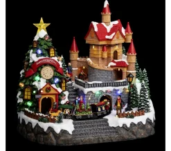 Clearance FEERIC LIGHTS AND CHRISTMAS Chateau Pere-Noël Avec Sapin Lumineux + Train Anime - Multicolore