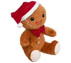 Hot FEERIC LIGHTS AND CHRISTMAS Déco De Noël Peluche Pain D'Epice Avec Bonnet De Pere Noël H 25 Cm
