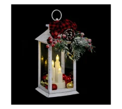 Clearance FEERIC LIGHTS AND CHRISTMAS Déco Lanterne Décoree Et Lumineuse 3 Led Blanc Chaud H 29 Cm
