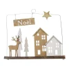 New FEERIC LIGHTS AND CHRISTMAS Déco De Noël En Metal Et Bois Finition Pailletee 27 X 27 Cm