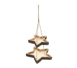 Best FEERIC LIGHTS AND CHRISTMAS Double Etagere Etoile A Suspendre En Bois Floque L 23 X H 24 Cm
