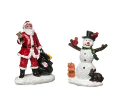 Cheap FEERIC LIGHTS AND CHRISTMAS Accessoires Pour Village De Noël Set 2 Figurines Santons Pere Noël Et Bonhomme De Neige