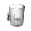 Sale FEERIC LIGHTS AND CHRISTMAS Bougeoir Photophore En Verre Décore Et Paillete Et Sapin Givre D 10 X H 12 Cm