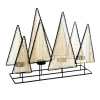 Hot FEERIC LIGHTS AND CHRISTMAS Bougeoir Centre De Table 8 Sapins Photophore 4 Bougies En Metal Noir Et Chaines Dorees