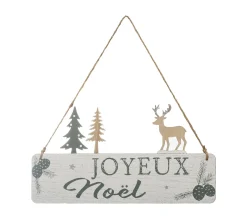 Best FEERIC LIGHTS AND CHRISTMAS Déco De Noël Pancarte Joyeux Noël En Bois A Suspendre L 29 Cm