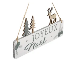 Best FEERIC LIGHTS AND CHRISTMAS Déco De Noël Pancarte Joyeux Noël En Bois A Suspendre L 29 Cm
