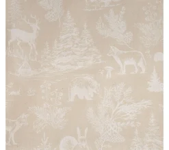 Sale FEERIC LIGHTS AND CHRISTMAS Nappe En Polycoton Beige Aspect Jute Imprime Animaux Blanc 140 X 360 Cm