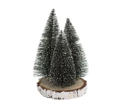 Best Sale FEERIC LIGHTS AND CHRISTMAS Déco De Table 3 Sapins Verts Enneiges Sur Rondin D 15 X H 20 Cm
