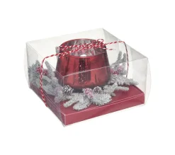Hot FEERIC LIGHTS AND CHRISTMAS Bougeoir Photophore En Verre Rouge Avec Couronne Décoree