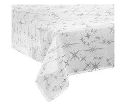 Hot FEERIC LIGHTS AND CHRISTMAS Nappe Canevas Blanche Avec Etoiles Argentees Et Pailletees 140 X 360 Cm