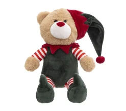 New FEERIC LIGHTS AND CHRISTMAS Déco De Noël Peluche Ours En Habit De Lutin H 35 Cm