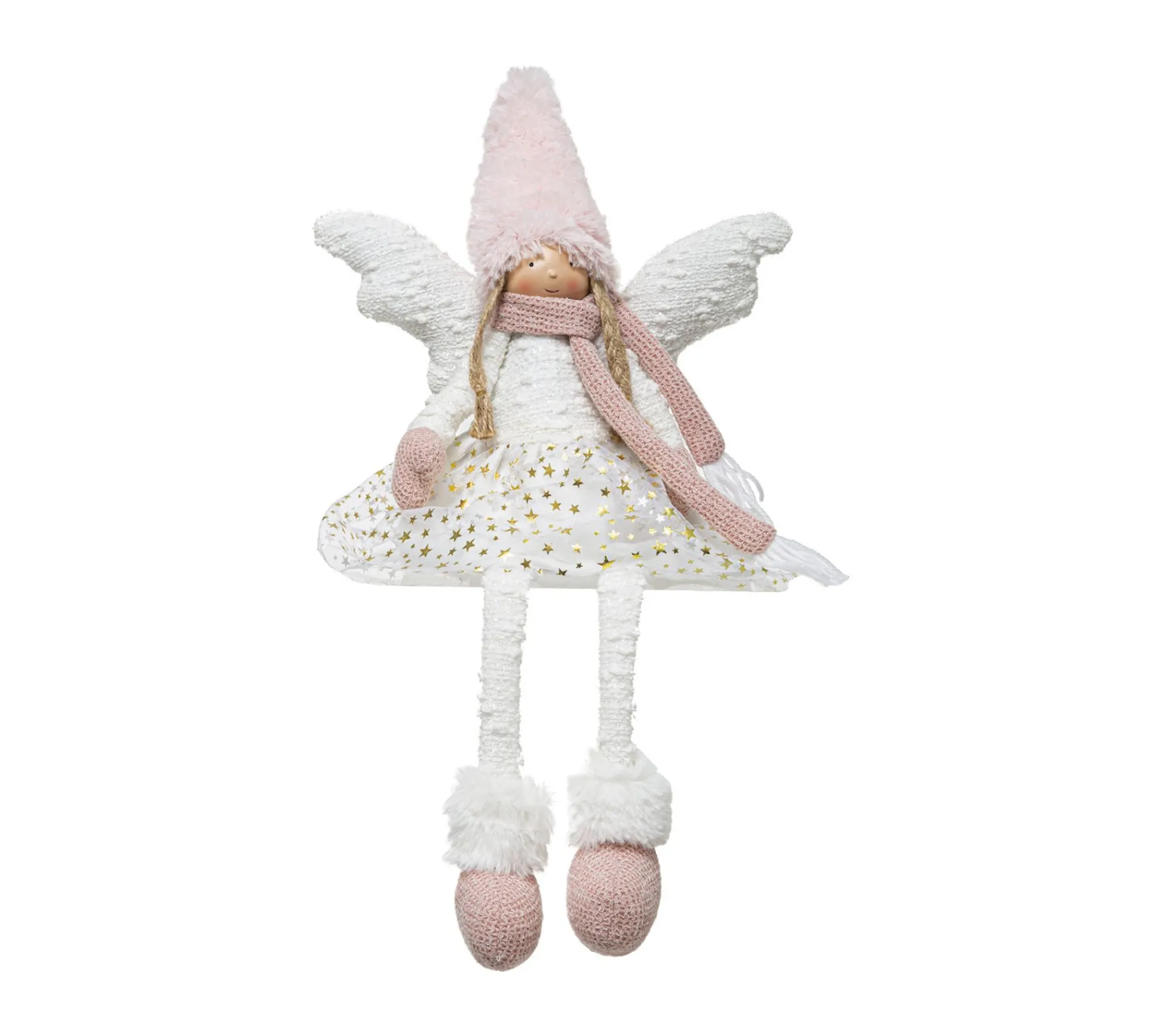 Clearance FEERIC LIGHTS AND CHRISTMAS Déco De Noël Poupee Ange Rose Longues Jambes H 56 Cm
