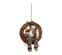 Flash Sale FEERIC LIGHTS AND CHRISTMAS Décoration De Noël Couronne Avec Pere Noël Traditionnel D 33 Cm Comptoir De Noël