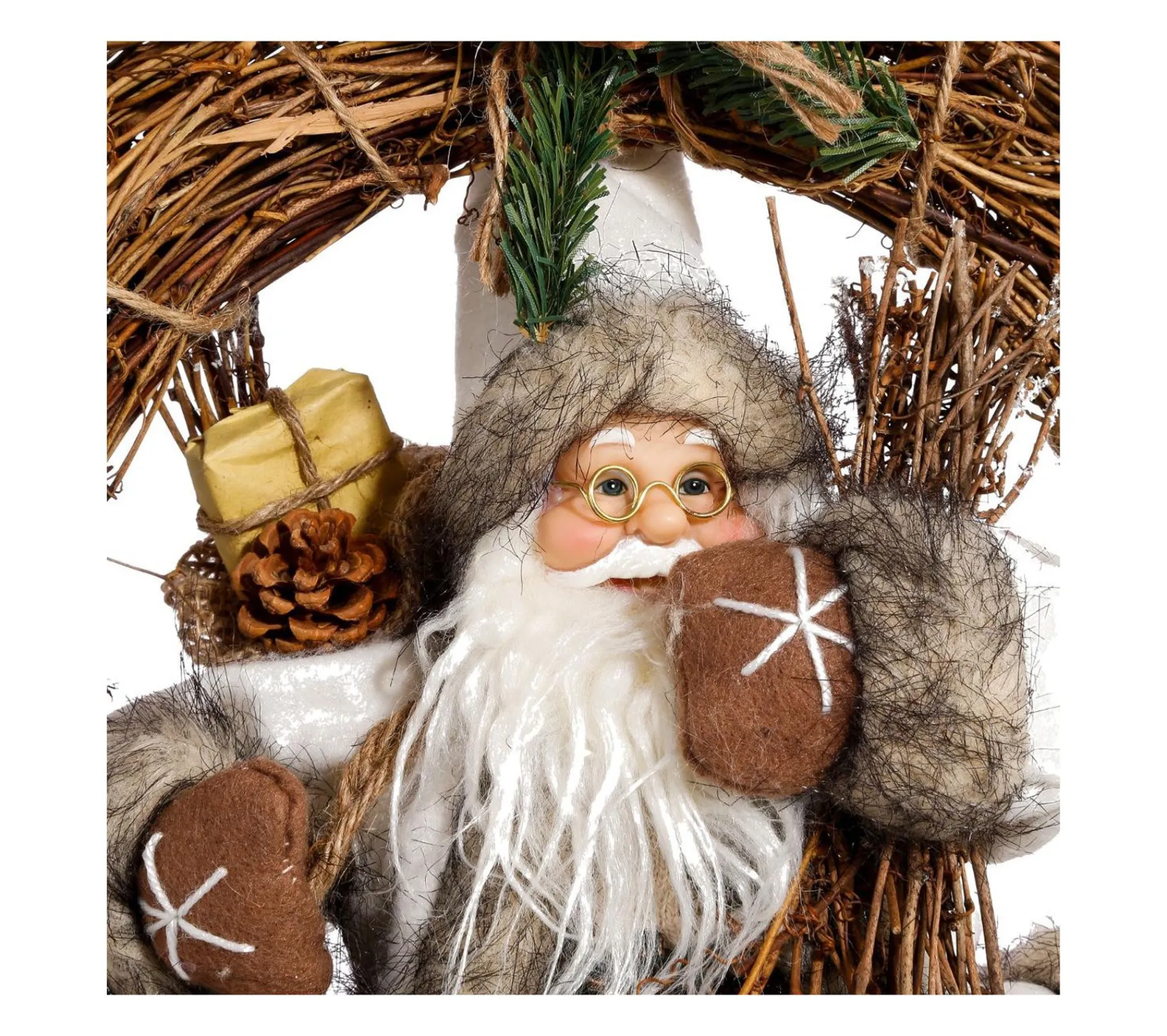 Flash Sale FEERIC LIGHTS AND CHRISTMAS Décoration De Noël Couronne Avec Pere Noël Traditionnel D 33 Cm Comptoir De Noël