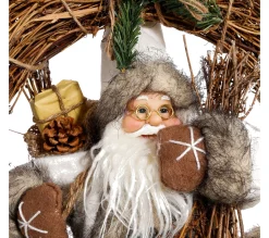 Flash Sale FEERIC LIGHTS AND CHRISTMAS Décoration De Noël Couronne Avec Pere Noël Traditionnel D 33 Cm Comptoir De Noël