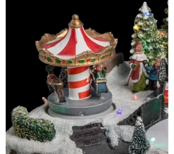 Outlet FEERIC LIGHTS AND CHRISTMAS Village De Noël Lumineux Et Anime Carrousel Et Grande Roue